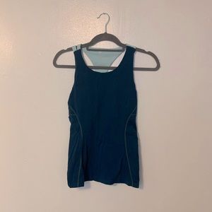 GapFit Blue Racer Back Workout Tank Top w/ Built In Sports Bra